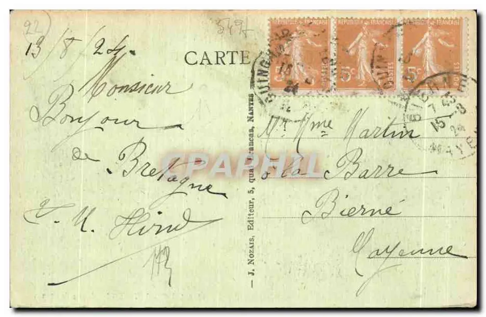 St. QUAY-PORTRIEUX — Gruta da Isne — J. Nozars, Editor, Nantes - Verso