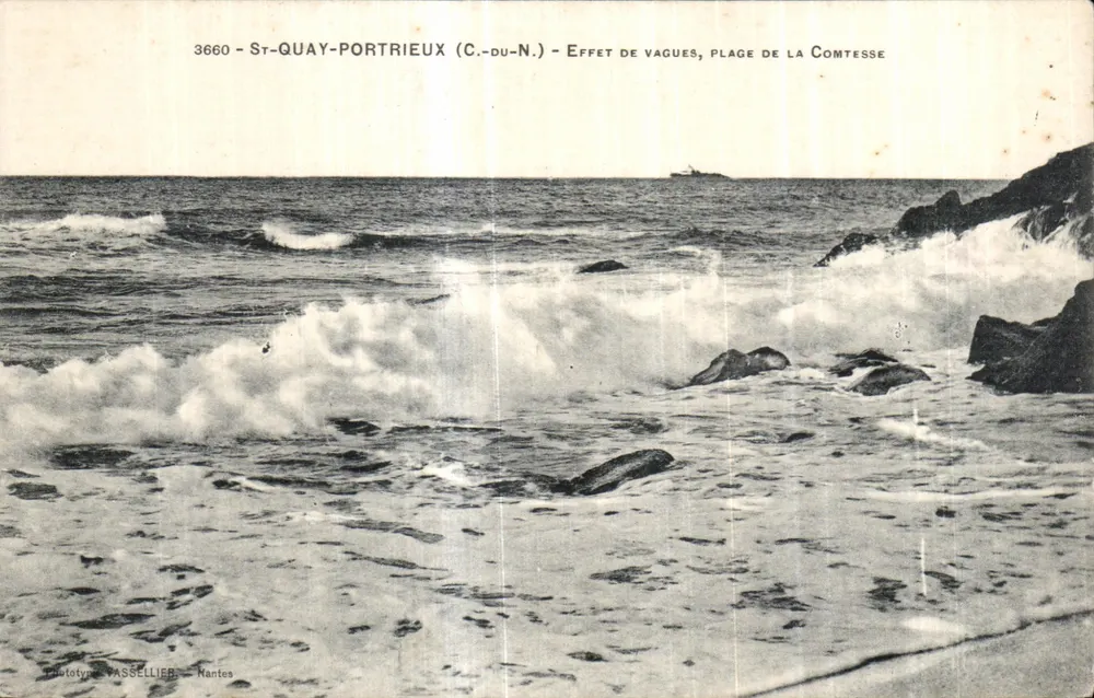 St-Quay-Portrieux (C.-du-N.) — Effekt von Wellen, Strand der Gräfin — Phototypie Vassellier, Nantes, Nr. 3660 - Vorderseite