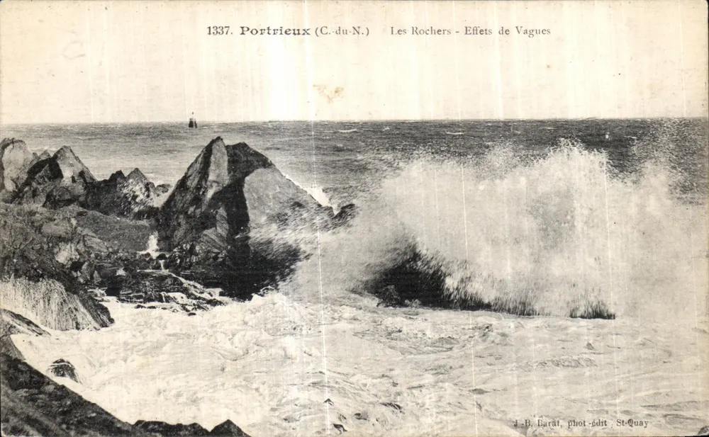 Portricux (C.-du-N.) — Los Rocas - Efectos de olas — J.-B. Barât, fot.-edit. St-Quay - Anverso