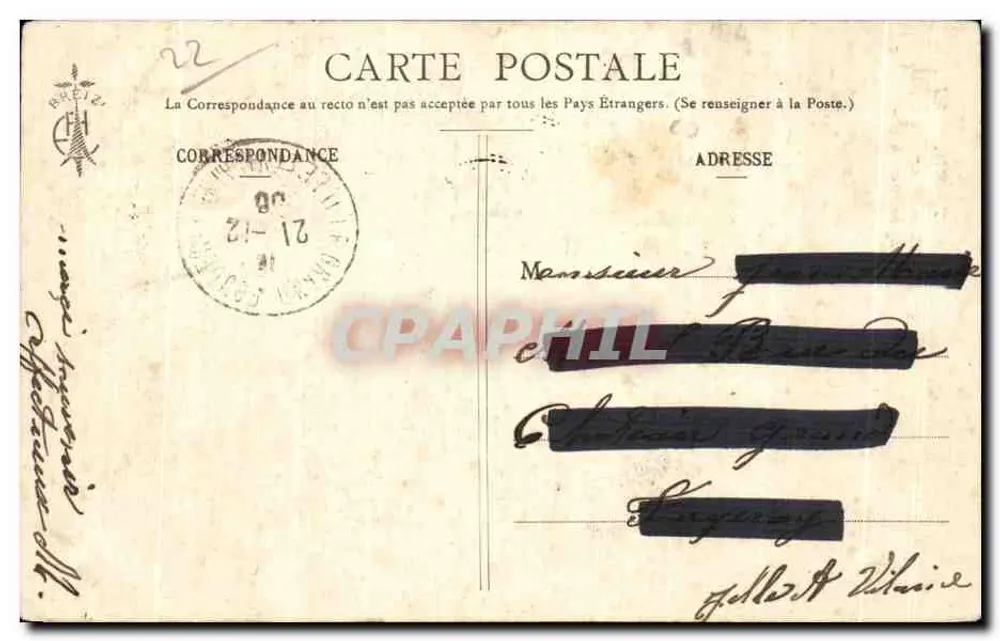 Capela N.-D. da Esperança em St-Brieuc — Bretagne (Coleção E. H.) — n°22 - Verso