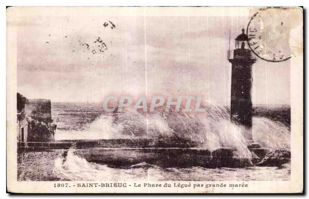 Saint-Brieuc — Der Leugé Leuchtturm — bei geringer Flut — Kunstausgabe E. Hamon, St-Brieuc - Vorderseite