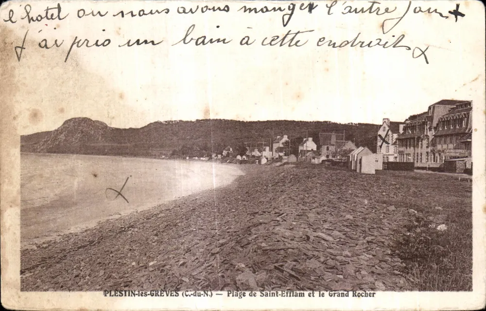 Plestin-les-Grèves (C.-du-N.) — Strand von Saint-Efflam und der Grand Rocher - Vorderseite