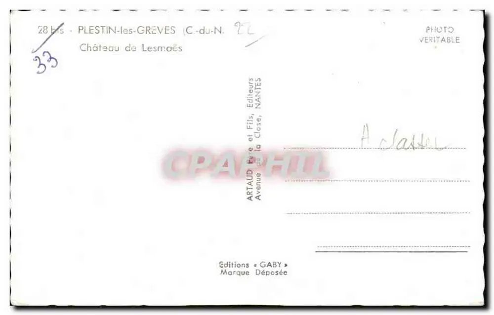 Castello di Lesmaës — PLESTIN-les-GREVES (C.-du-N.) — Edizioni Gaby - Verso