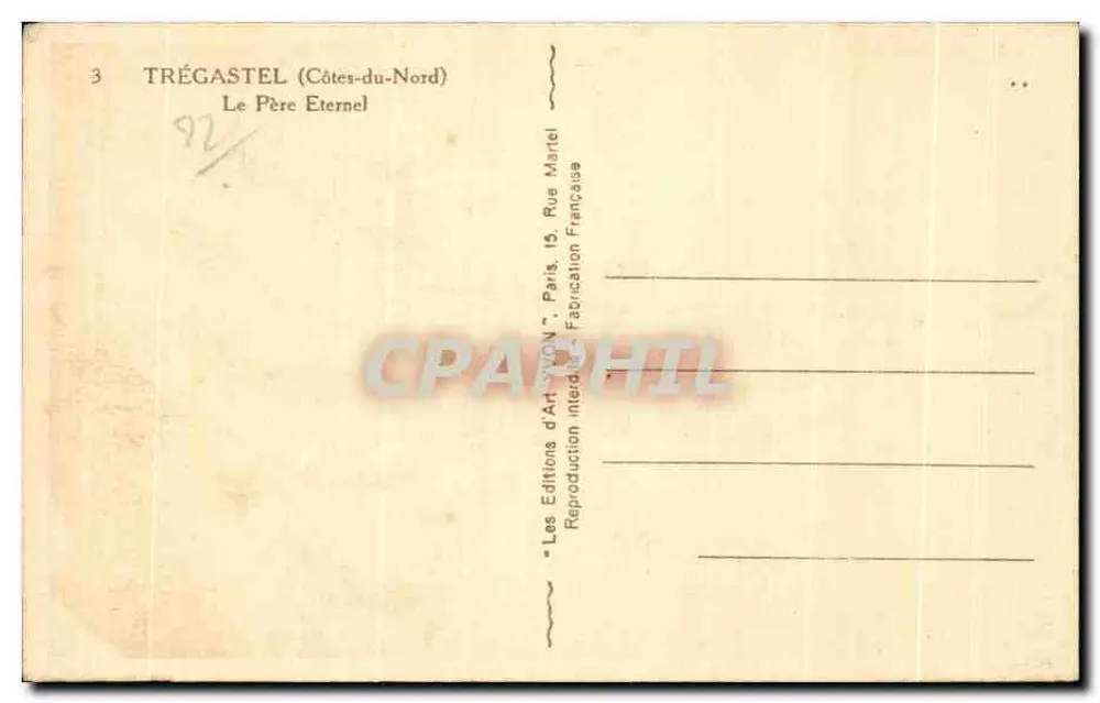 Trégastel (Côtes-du-Nord) — O Pai Eterno — As Edições de Arte 'YON' Paris - Verso