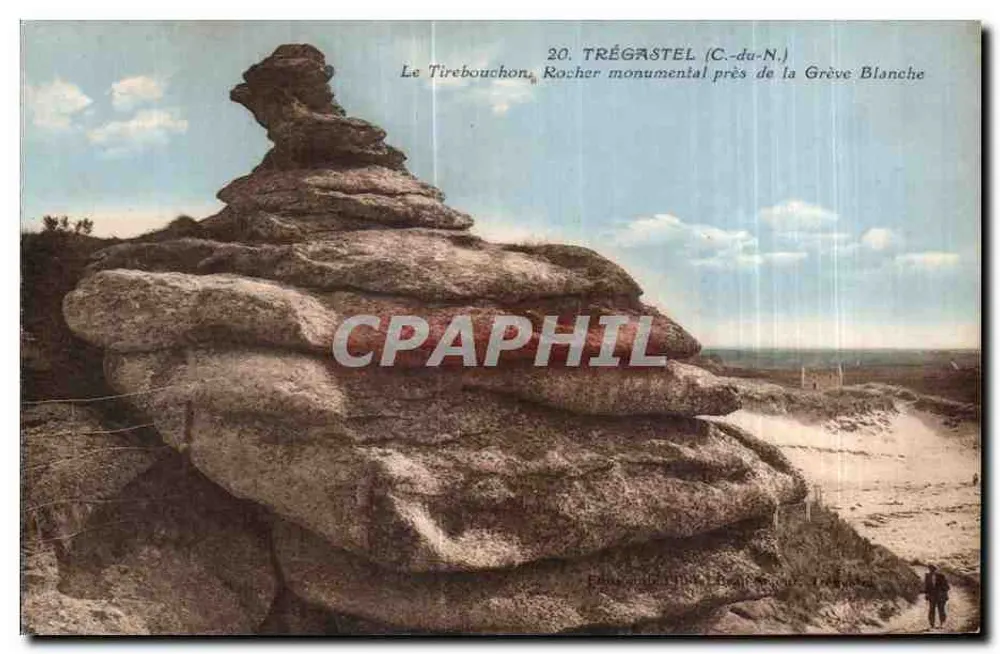 Trégastel (C.-du-N.) — Der Korkenzieher, monumentaler Felsen nahe der Weißen Strand — Nr. 20 - Vorderseite