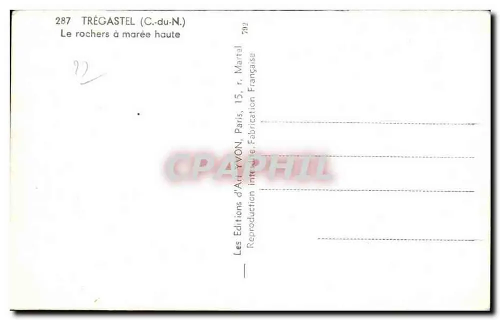 Trégastel (C.-du-N.) — Os rochedos com maré alta — Edições de Arte YVON - Verso