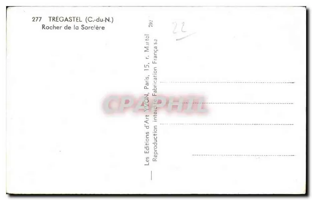 Trégastel (C.-du-N.) — Rocha da Bruxa — Edições d'Art WON, Paris - Verso