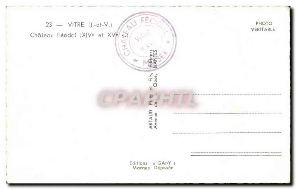 Castelo Feudal em Vitre — (XIV e XV) — Éditions Gaby - Verso