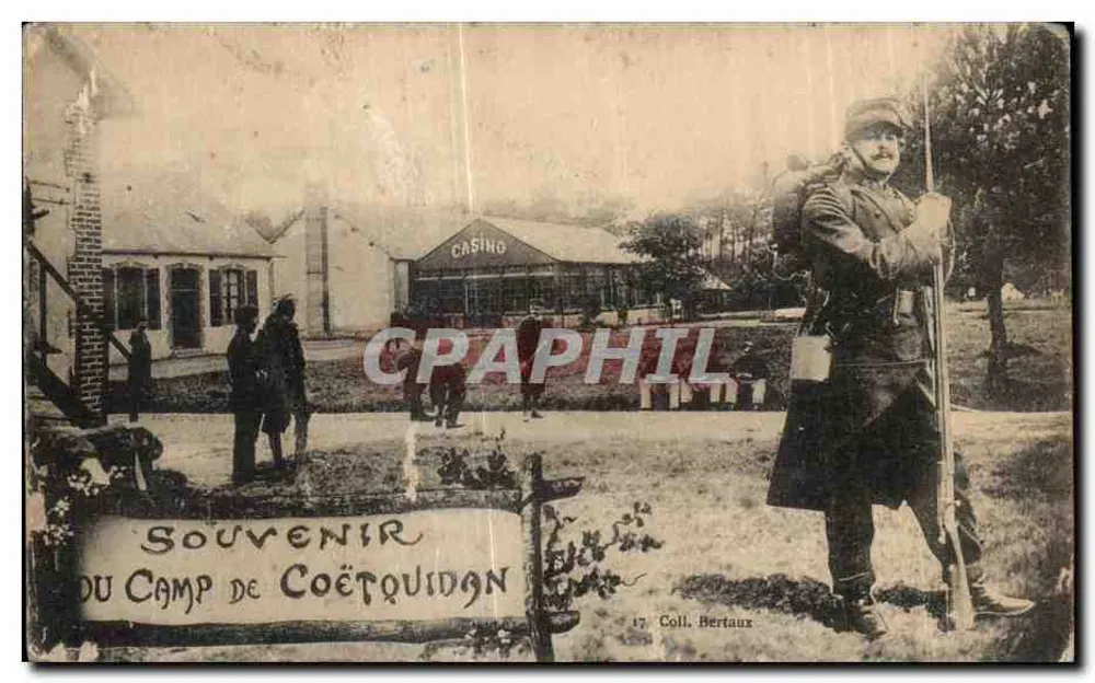 Camp de Coëtquidan — Casino et soldat en tenue — éditeur Coll. Bertaux, n° 17 - Vorderseite