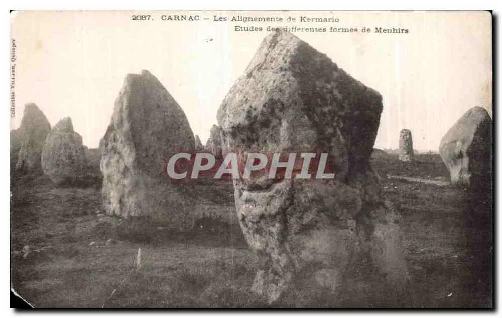 Carnac — Die Ausrichtungen von Kermario — Studien zu den verschiedenen Formen von Menhiren — Sammlung Villars, Quimper - Vorderseite