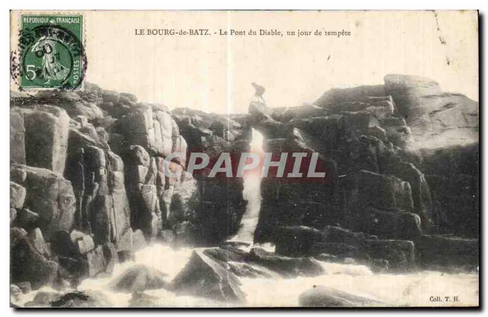 LE BOURG-de-BATZ - Der Teufelsbrücke, ein stürmischer Tag — Coll. T. H. - Vorderseite