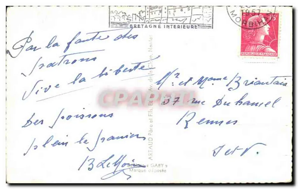 Josselin — vista panorâmica dos monumentos — editor Artaud Gaby, n° 56 - Verso