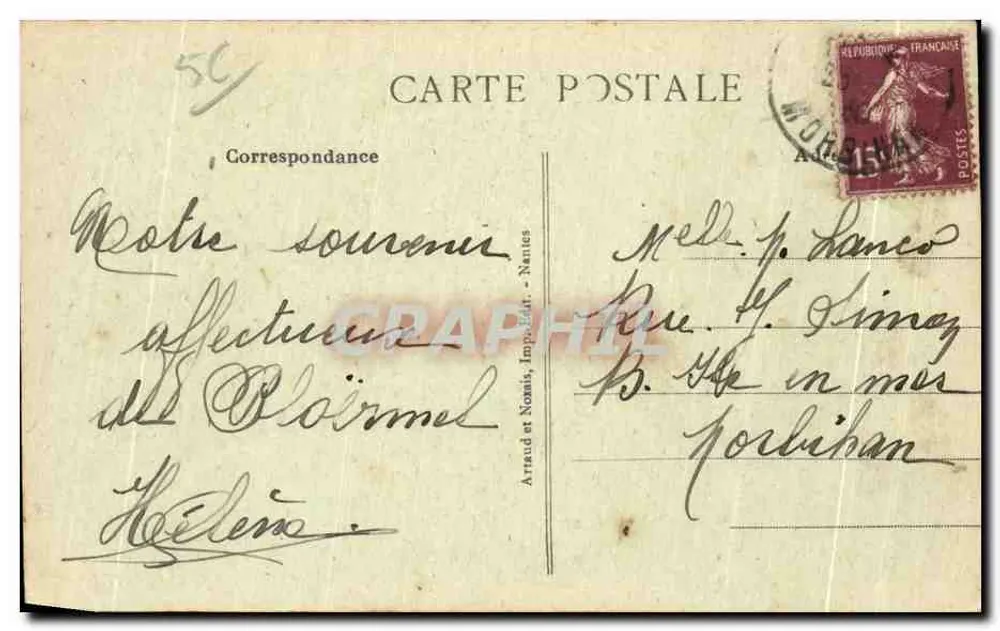 Josselin - Entrada do Castelo — editor Arraud et Nomis, Nantes - Verso