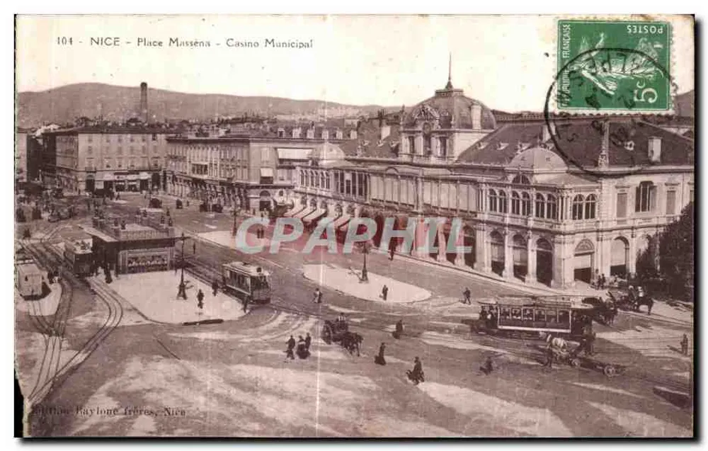 Nice - Place Masséna - Municipal Casino — Edition Paytone Frères, Nice, Nr. 104 - Vorderseite