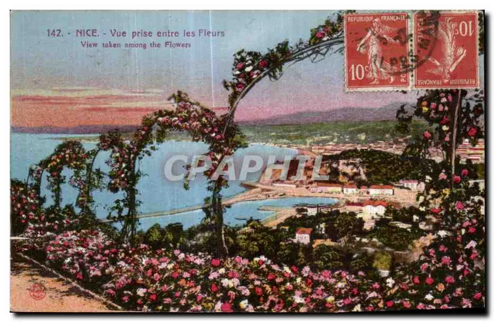 NICE - Ansicht zwischen den Blumen — Edition Giletta, Nice, Nr. 142 - Vorderseite