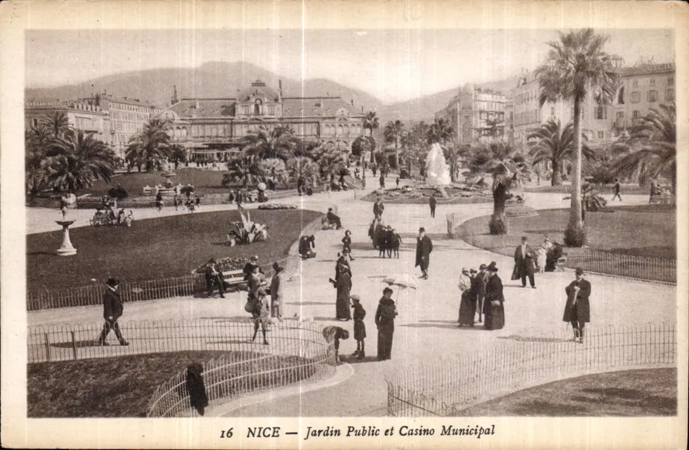 NICE — Öffentlicher Garten und Gemeindekasino — Imp. Rives Editions, Nice, Nr. 16 - Vorderseite