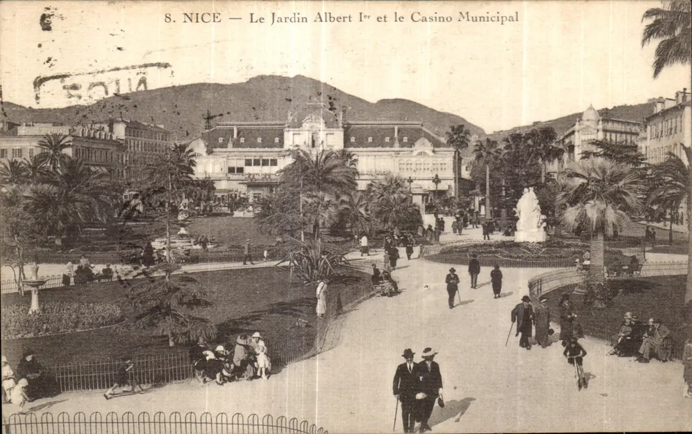 Nice — Ansicht des Albert I Parks und des Gemeindekasinos — Verlag: Rostain & Renaud, Nr. 8 - Vorderseite