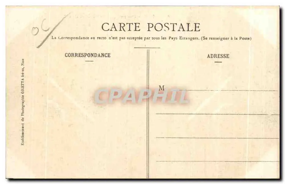 Nizza - Promenade und Hôtel des Anglais — Edition Gilelta, Nizza, Nr. 8 - Rückseite