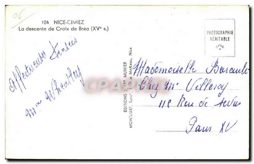 A descida da Cruz de Bréa — XVᵉ s. — Edições d'Art Munier, Nice - Verso