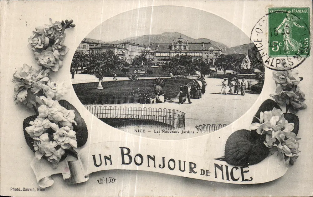 Nice — Os Novos Jardins — Um Olá de Nice — Photo-Gauvin, Nice - Frente