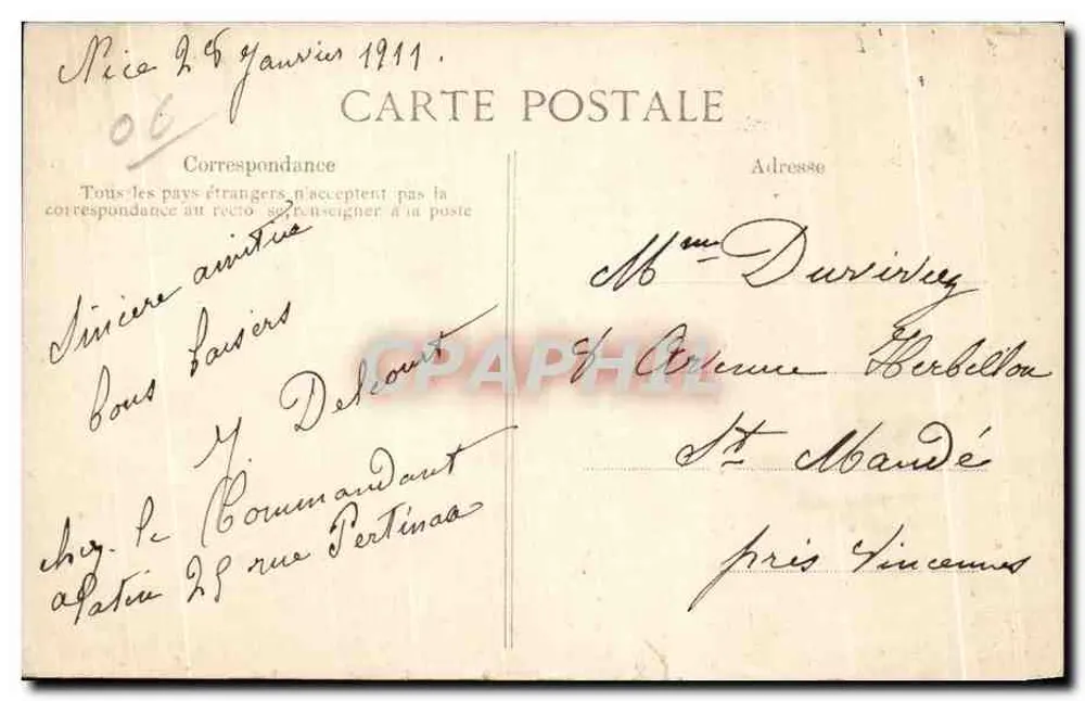 Nice — Os Novos Jardins — Um Olá de Nice — Photo-Gauvin, Nice - Verso