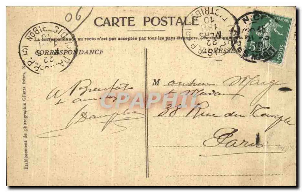 Nice — Jardins des Palmiers und Avenue Masséna — Giletta frères - Rückseite