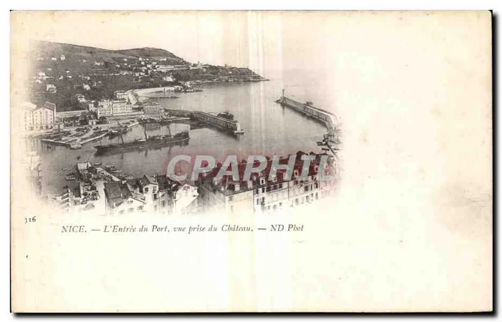 NICE — Der Eingang zum Hafen, Blick vom Schloss aus — ND Pbot - Vorderseite