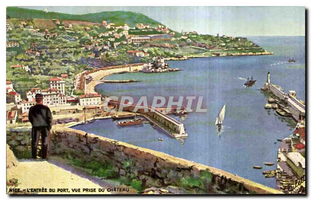 Nizza - Der Eingang zum Hafen, Aufnahme vom Schloss — Verlag: Raphael Tuck & Co. Ltd., Paris, Serie 761 - Vorderseite