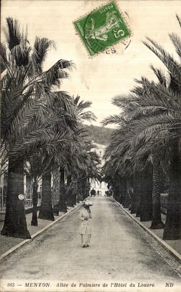 Menton — Allée de Palmiers de l'Hôtel du Louvre — ND - Vorderseite