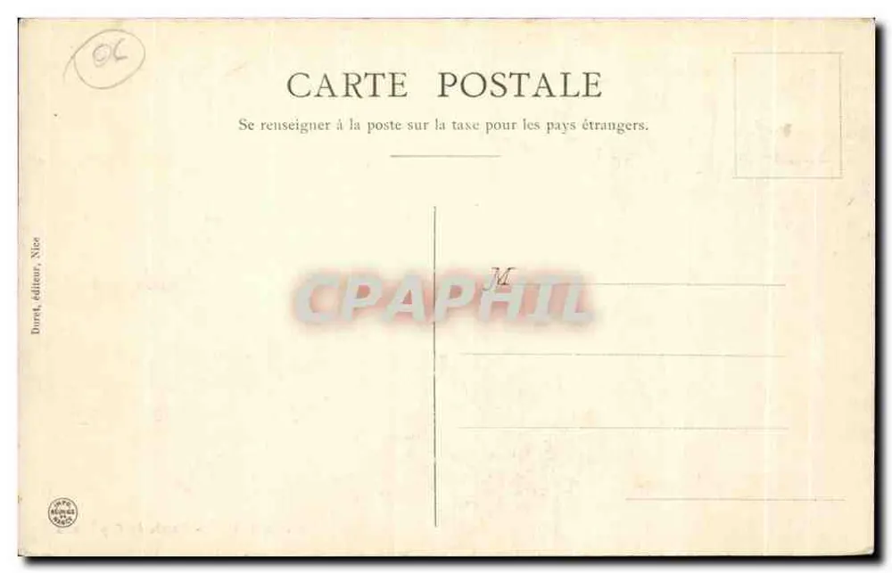 Menton - Entrada do Cap Martin — editor Durset, Nîce, n°21 - Verso