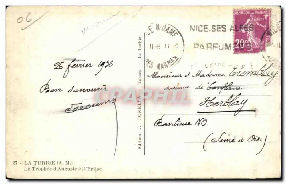La Turbie — Der Trôphée d'Auguste und die Kirche — Edition J. GONELLA - Rückseite