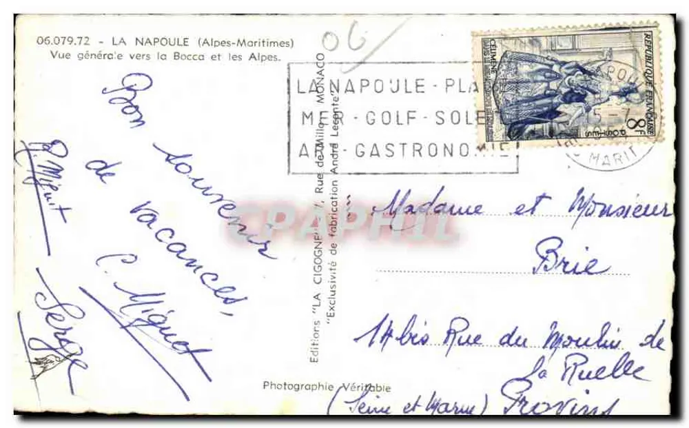 La Napoule — Allgemeiner Blick Richtung Bocca und die Alpen — Edition 'LA CIGOGNE' - Rückseite