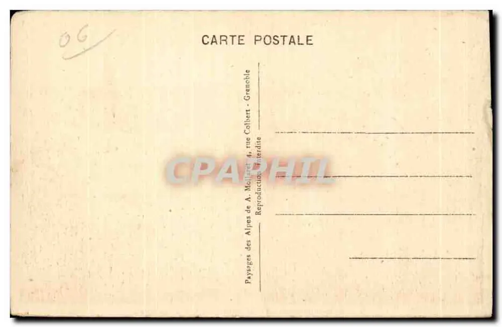 Golfe-Juan — Der Hafen und die Hotels — « La Méditerranée » — Verlag: Paysages des Alpes von A. Mollaret, rue Colbert, Grenoble - Rückseite