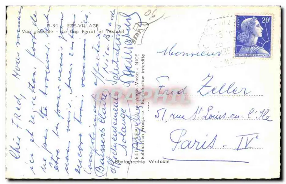 Allgemeiner Blick - Cap Ferrat und Estérel — Verleger S.E.P. - NICE - Rückseite