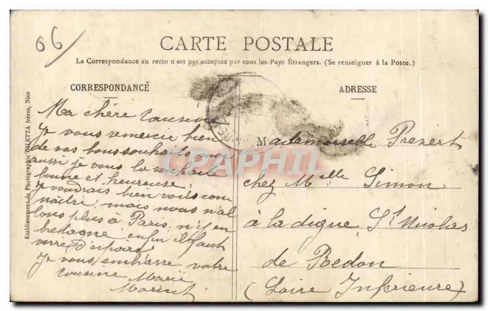 CANNES - A Praia — Coleção Artística — Edição Gilheta, fot. Nica, n°498 - Verso