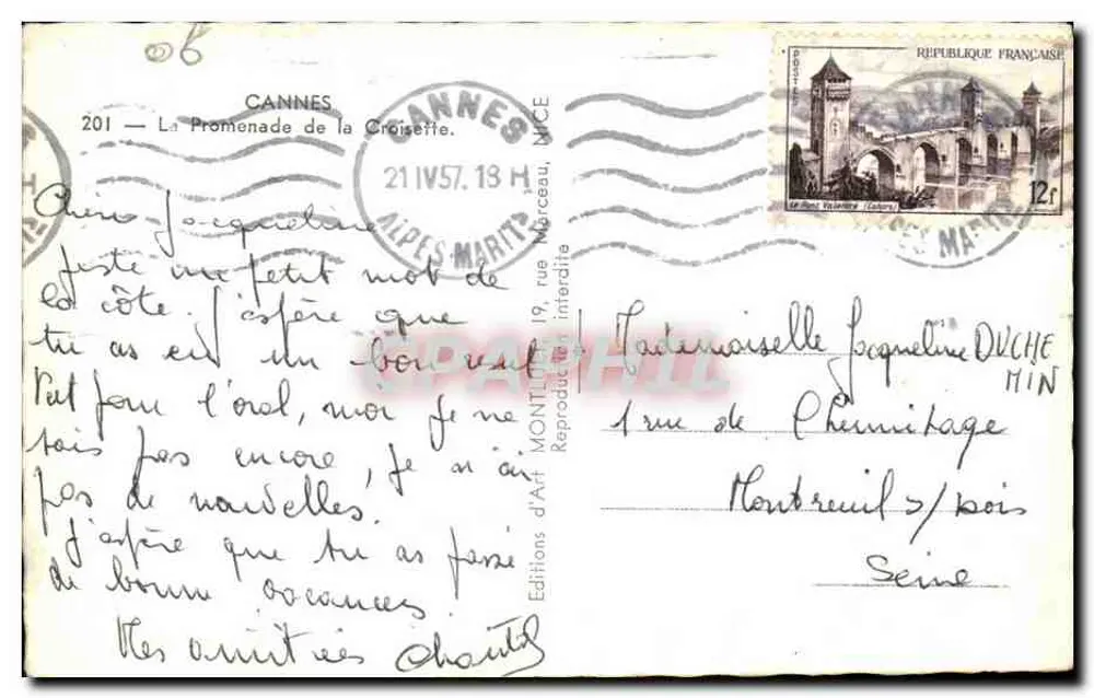 Cannes — A Promenade de la Croisette — Edições d'Art - Verso