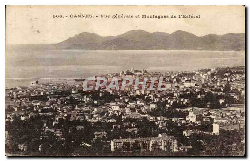 CANNES - Gesamtansicht und Berge des Estérel — Verlag A. Nice, n° 506 - Vorderseite