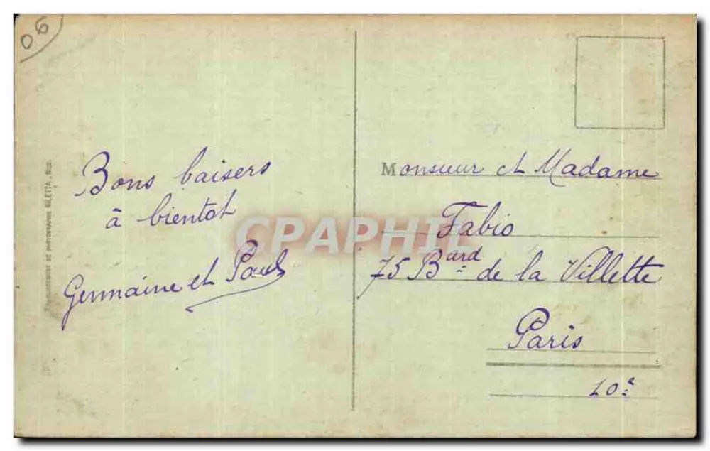 Cannes, Nacht, Strand und Mont-Chevalier — Verleger G. Béletta, Nr. 470 - Rückseite