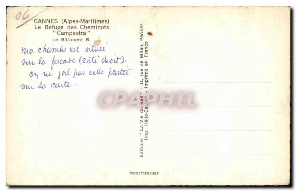 Cannes (Alpes-Maritimes) — Das Cheminots-Refugium 'Campestra' — Gebäude B — Verlag IRIS - Rückseite