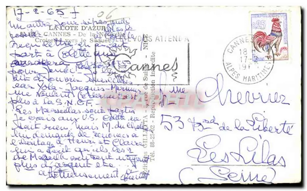 Cannes — Kreuzfahrt nach Schweden — Verlag GILLATTA, Nr. 88-25-02 - Rückseite