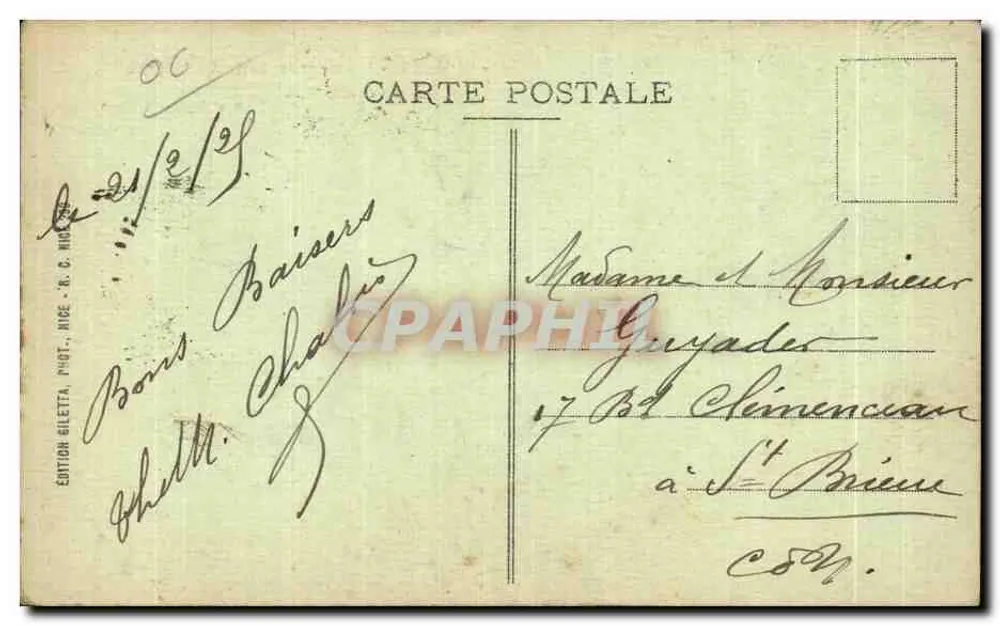 CANNES - Promenade de la Croisette — Edição Giletta, n° 479 - Verso
