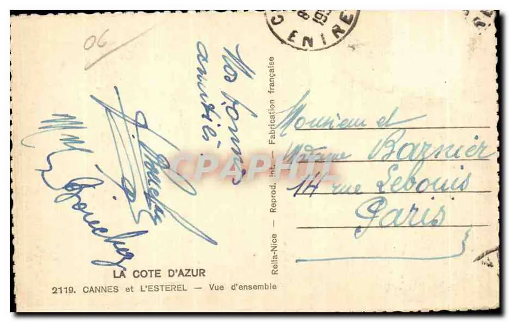 Cannes und L'Estérel — Übersicht — Rella-Nice, n°2119 - Rückseite