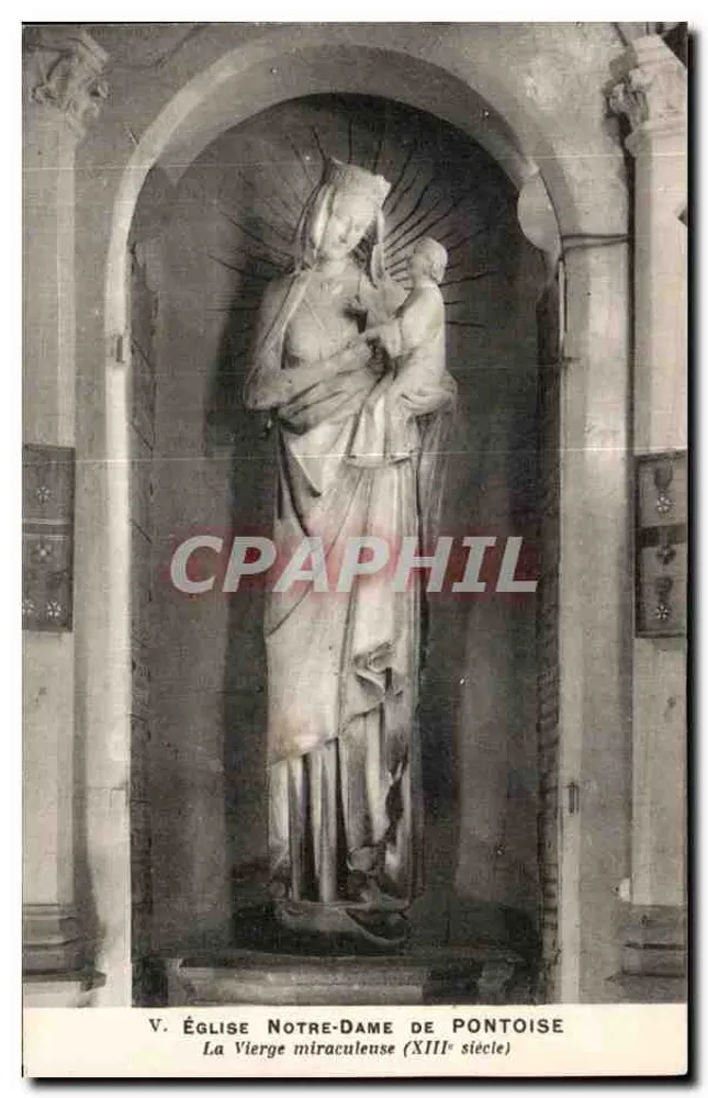 Kirche Notre-Dame de Pontoise — Die Marienstatue (13. Jahrhundert) — Fototypie A. Benoît, Neuilly-sur-Seine - Vorderseite