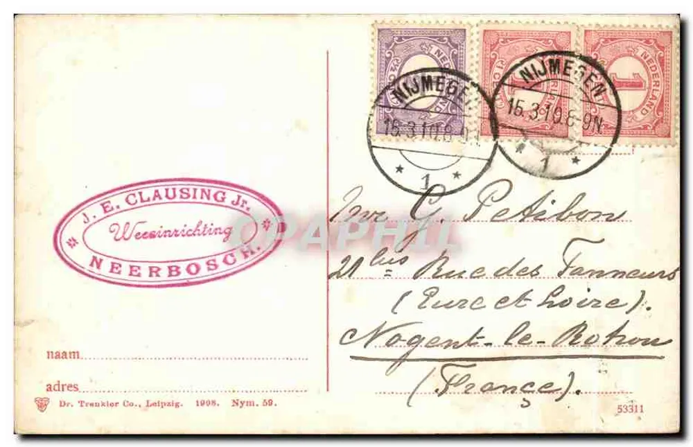 Nijmegen — Rua Berg en Dalsche weg — Dr. Trenkler Co., Leipzig 1905, Nym. 58 - Verso