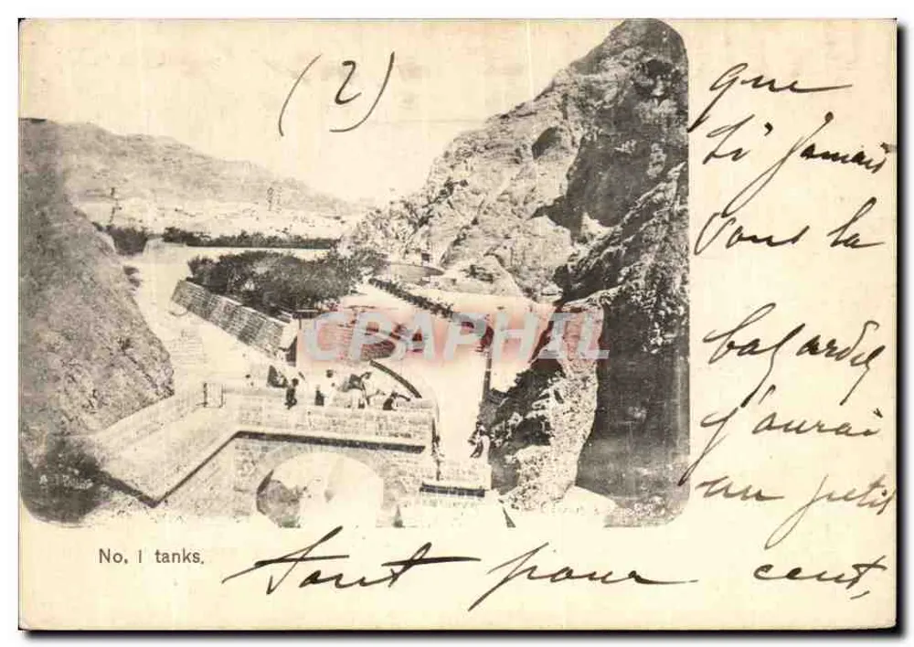 Ponte sobre o Wadi em Aden — Hotel de l'Europe, Turkish Shop — No. I tanks. - Frente
