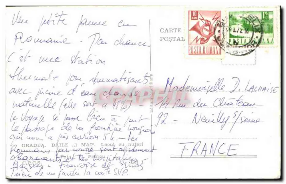 Pârânele - Thermalbad in Rumänien — Verlag C.P.C.S. Nr. 14 - Rückseite