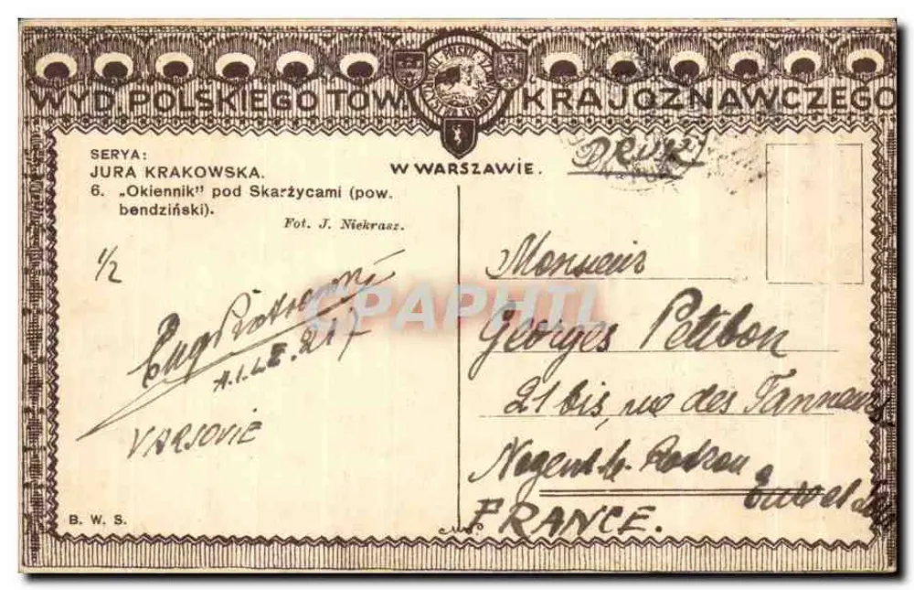 Fenster in Skarżycami — Jura Krakowska — Verlag: Wyd. Polskiego Towarzystwa Krajoznawczego - Rückseite