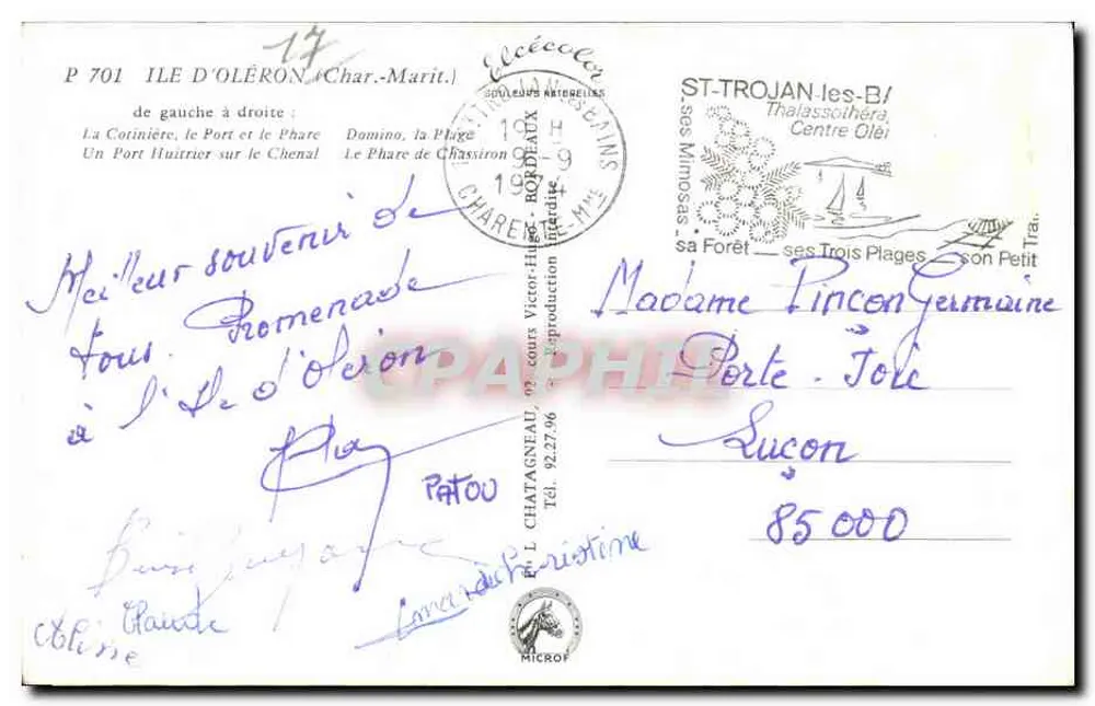 Ile d'Oléron — Panoramablick — Verlag L. Chatagneau, n° P 701 - Rückseite