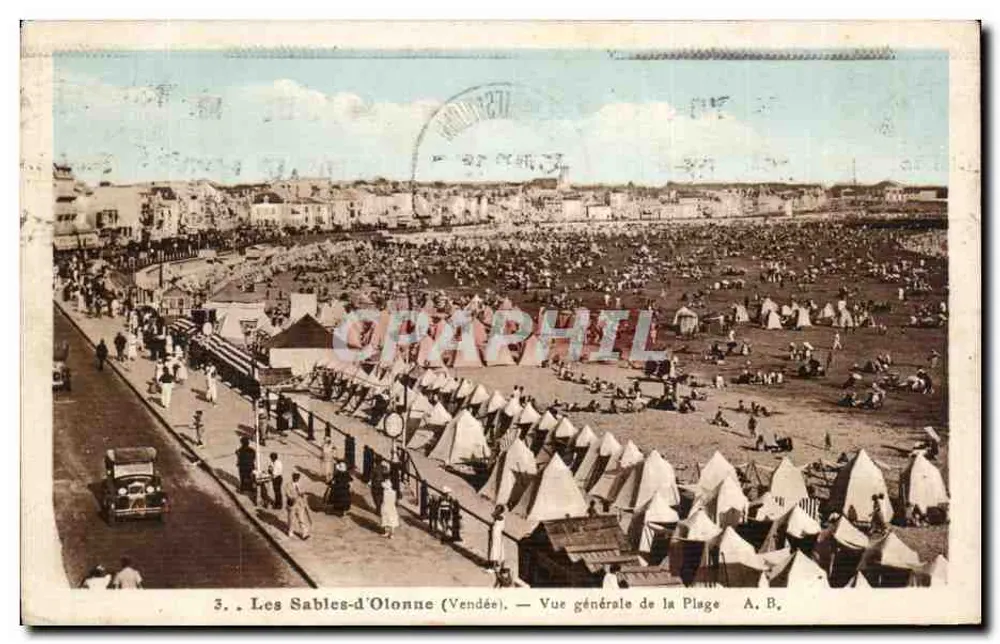Les Sables-d'Olonne (Vendée) — Vista geral da Praia A. B. - Frente