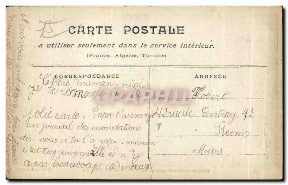 Paris überschwemmt — Januar 1940 — Pont au Change — Sammlung Taride - Rückseite